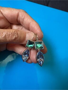 MYKA Green and Blue Crystal Drop Earrings - Fashion Jewelry